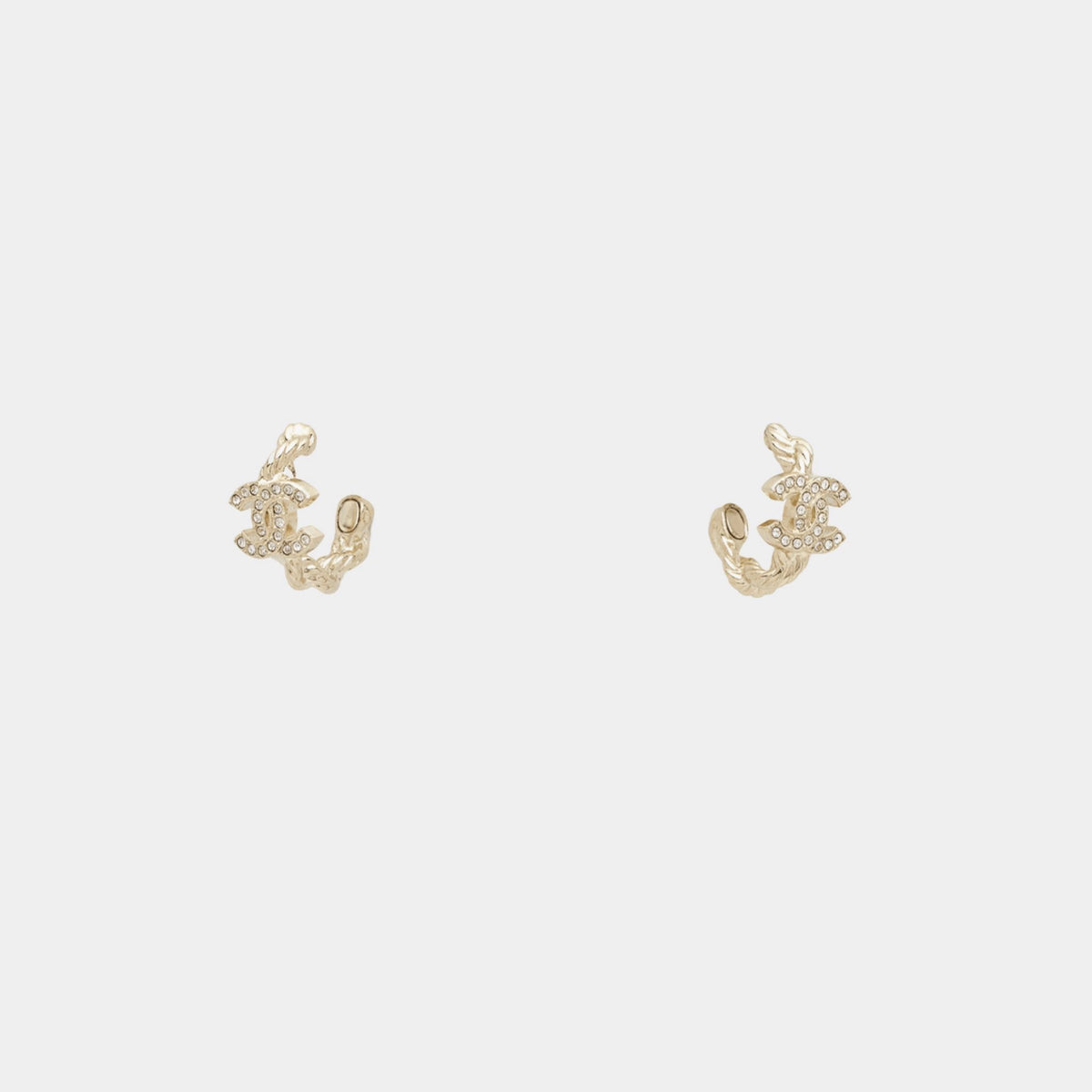 Hoop Rope Chain Earrings Metal & Diamante Gold & Crystal