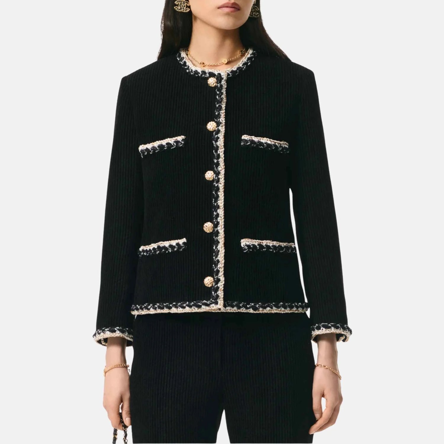 Chanel Jacket Corduroy Black