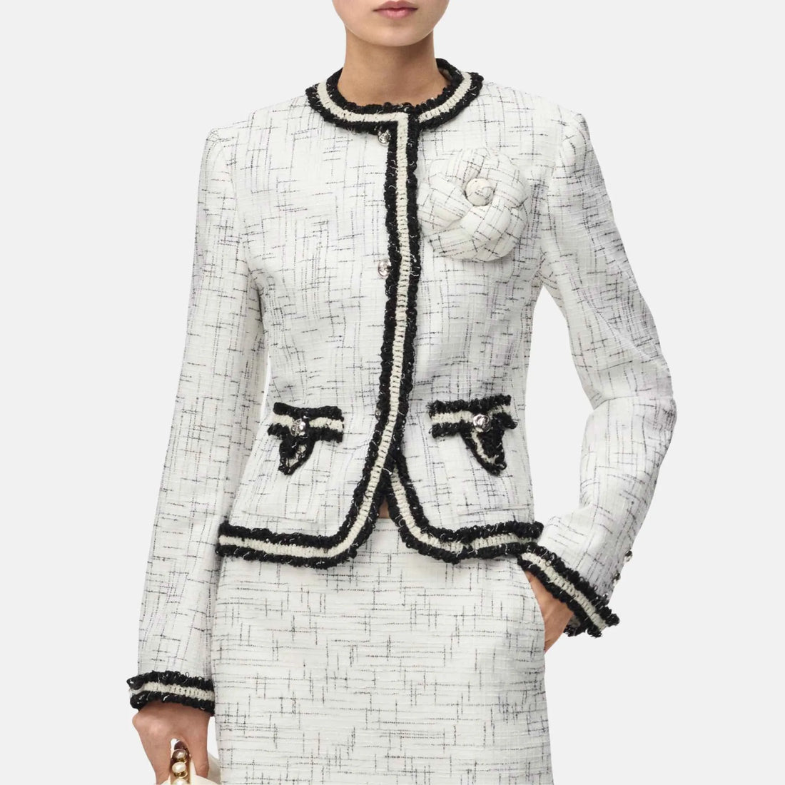 Jacket Cotton Mixed Fibers in White and Black