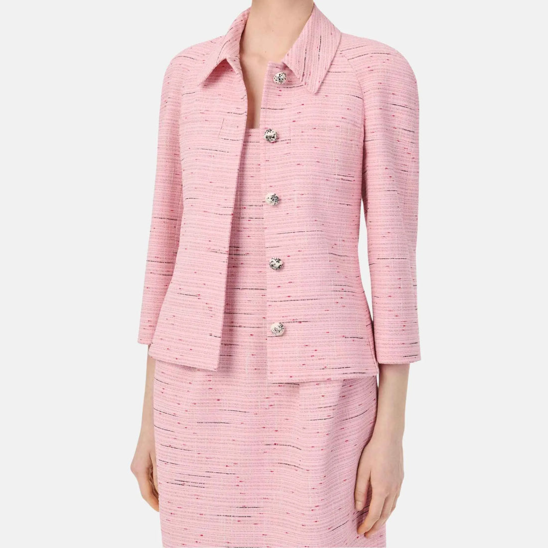 Chanel Jacket Cotton Silk Mixed Fibers Pink