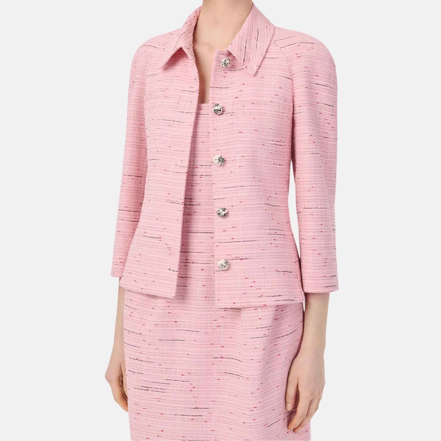 Chanel Jacket Cotton Silk Mixed Fibers Pink