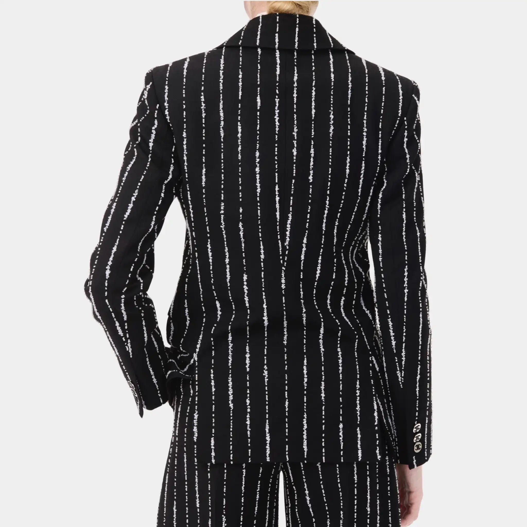 Chanel Jacket Embroidered Wool &amp; Silk in Black &amp; White, Back