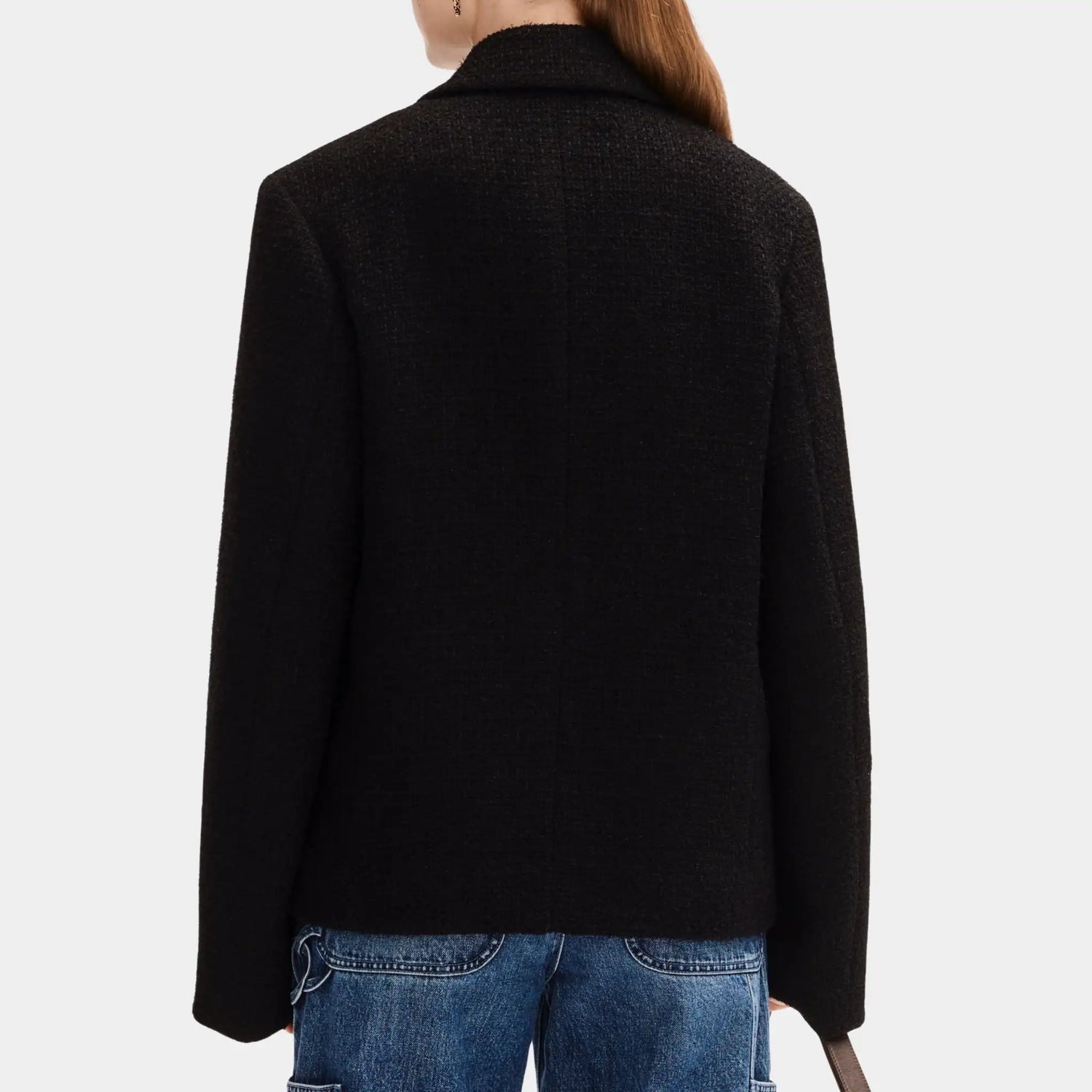 Chanel Jacket in Black Cotton Tweed, Back