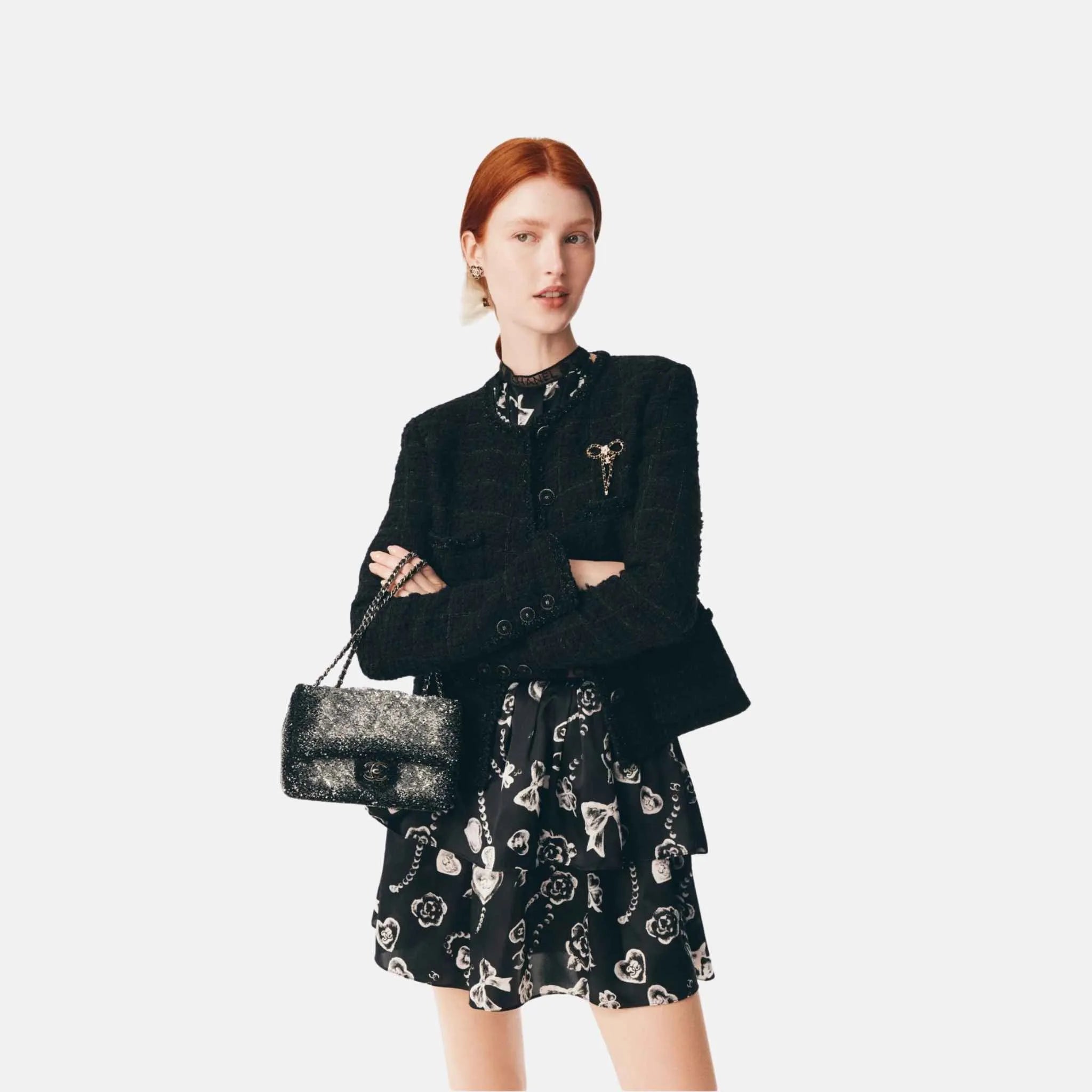 Chanel Jacket in Black Tweed, Front