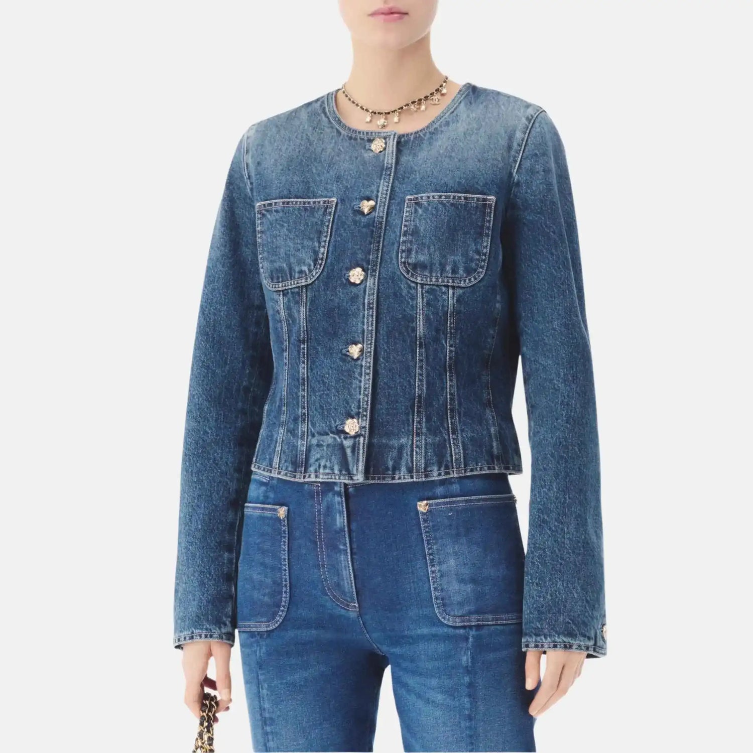 Chanel Jacket in Blue Washed Denim, Front