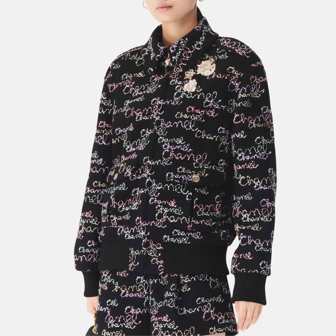 Chanel Jacket in Embroidered Wool Crepe, Close