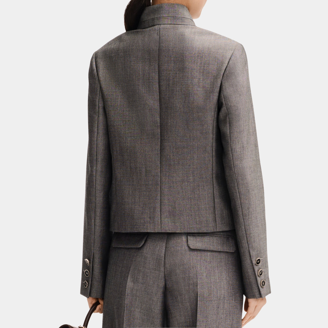 Chanel Jacket in Grey Wool Canvas, Back