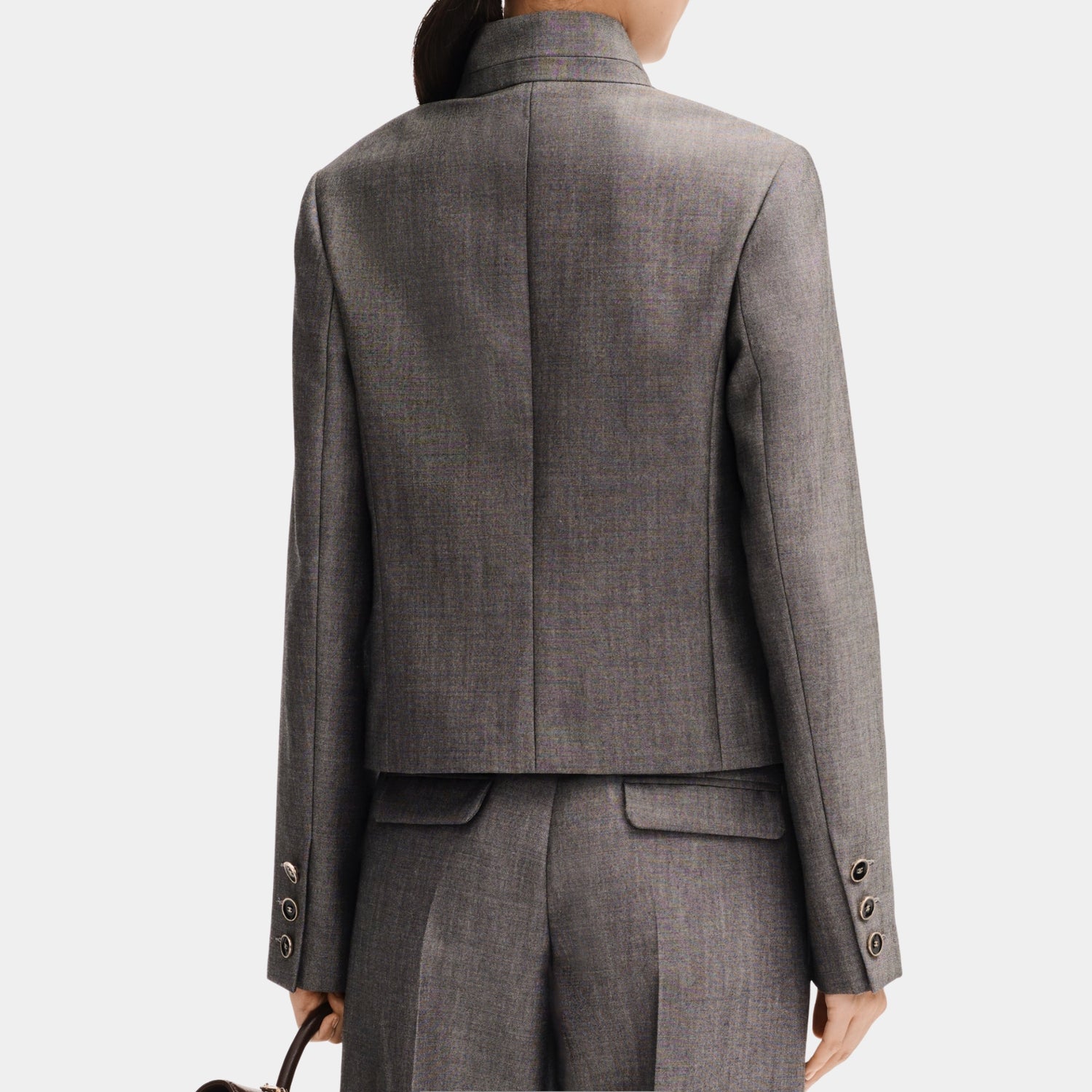 Chanel Jacket in Grey Wool Canvas, Back