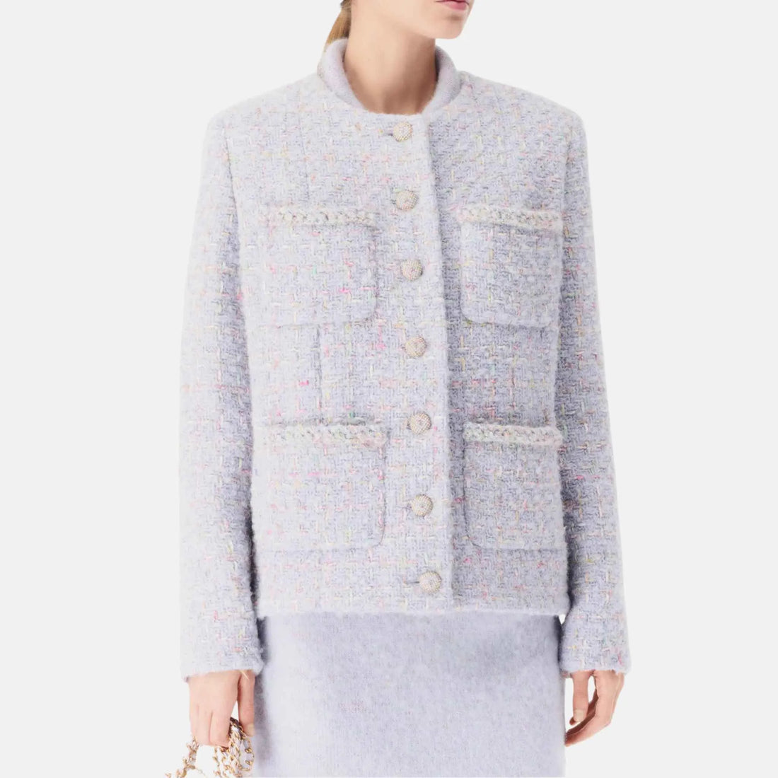 Chanel Jacket in Purple Wool Tweed, Close
