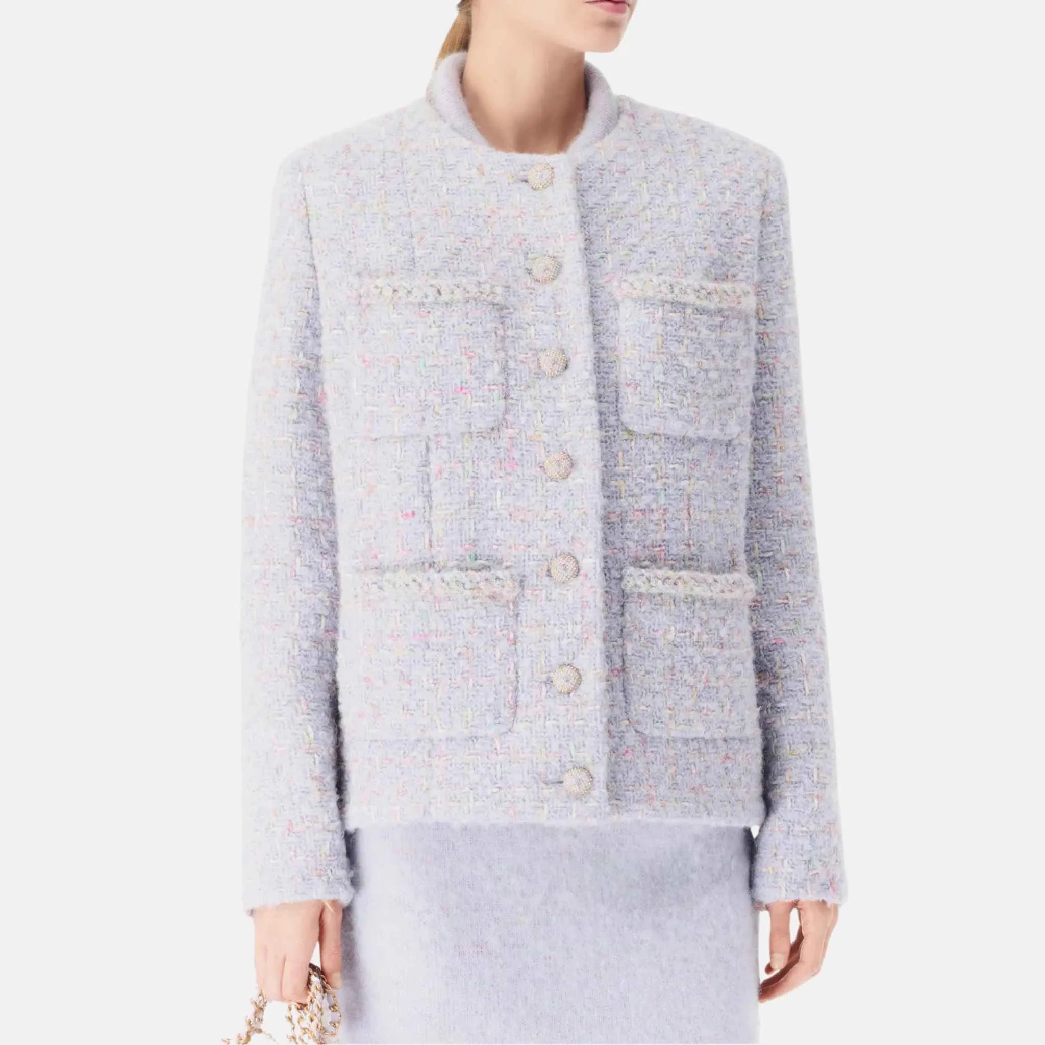 Chanel Jacket in Purple Wool Tweed, Close