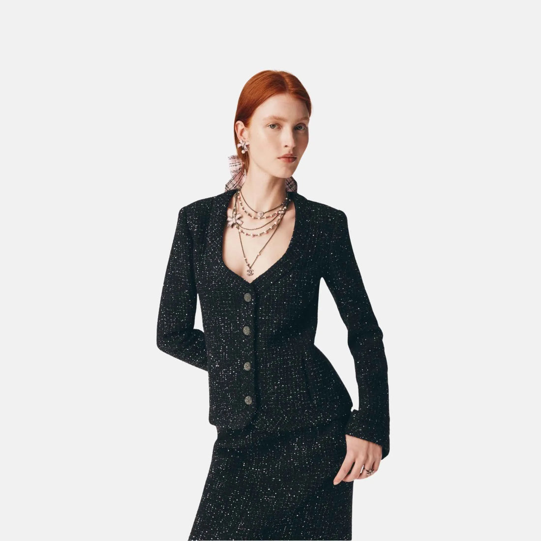 Chanel Jacket in Sequined Wool Tweed, Front