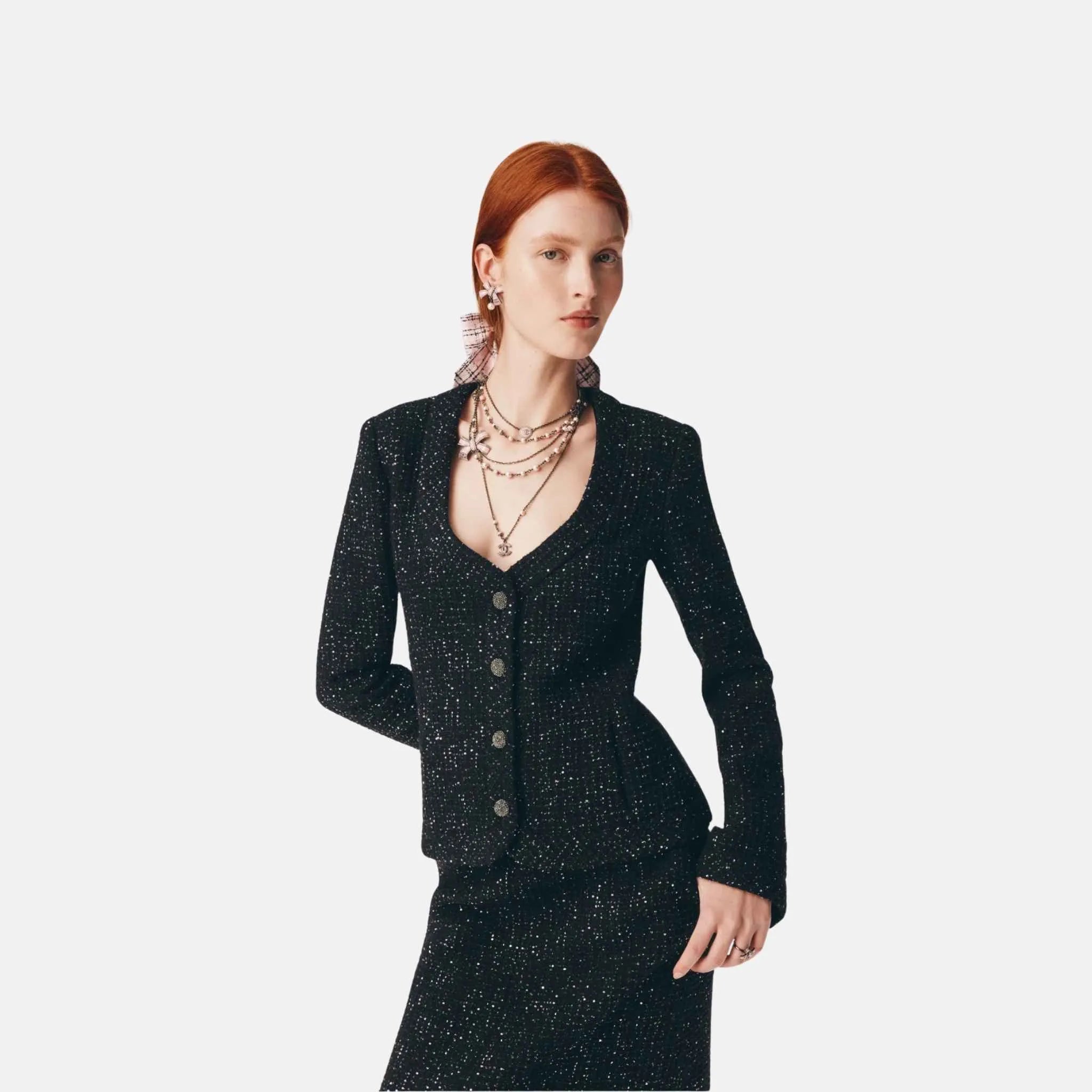 Chanel Jacket in Sequined Wool Tweed, Front