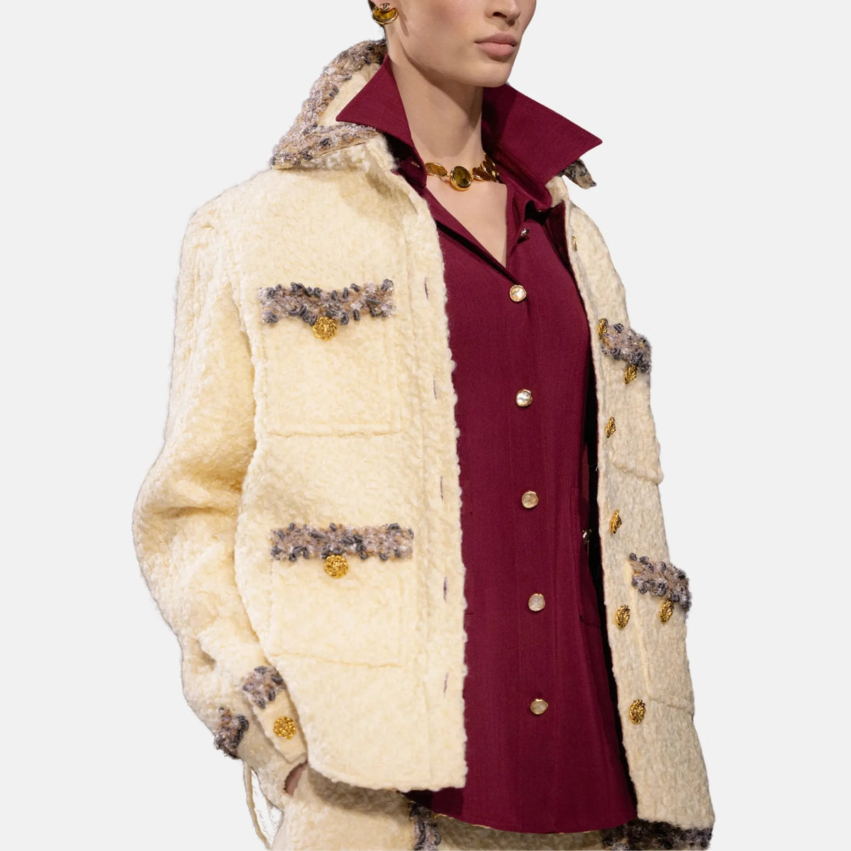 Jacket in Wool Beige