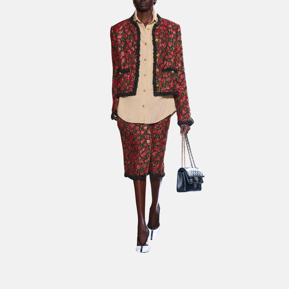 Jacket Mixed and Metallic Fibers in Red and Black