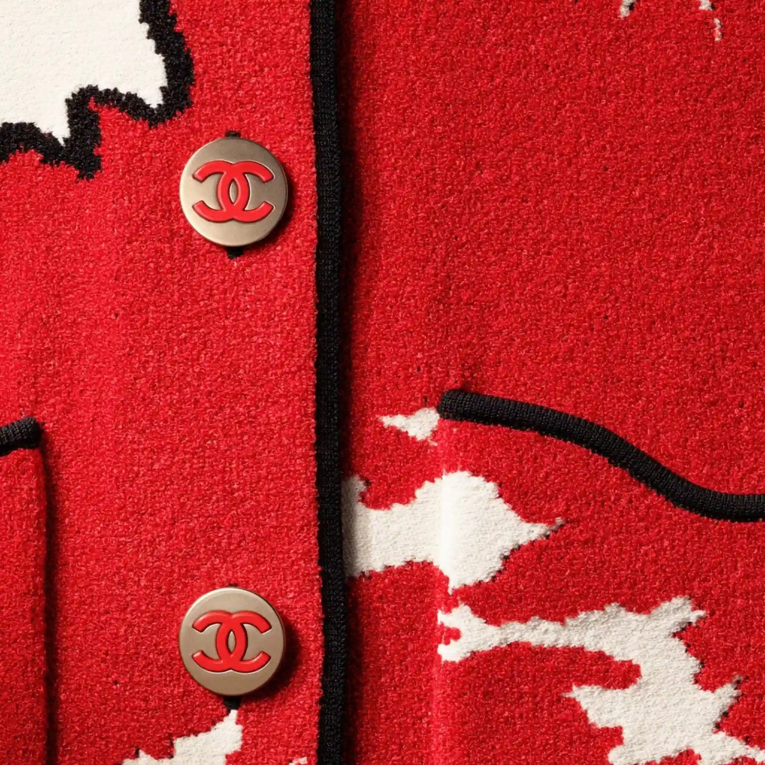 Chanel Jacket Mixed Fibers Red White &amp; Black