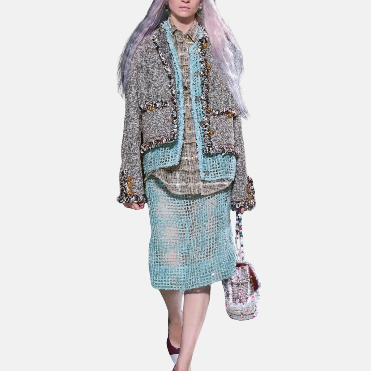 Jacket Mixed Fibres in Gray Blue and Yellow