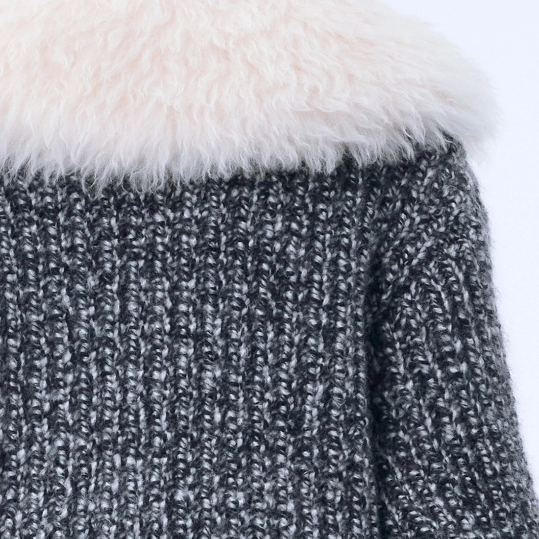 Chanel Jacket Mohair & Silk in Ecru and Black, Coco Neige 2026, close up detail