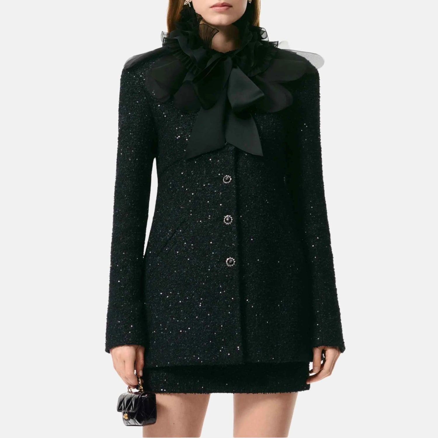 Chanel Jacket Sequined Tweed And Silk Organza