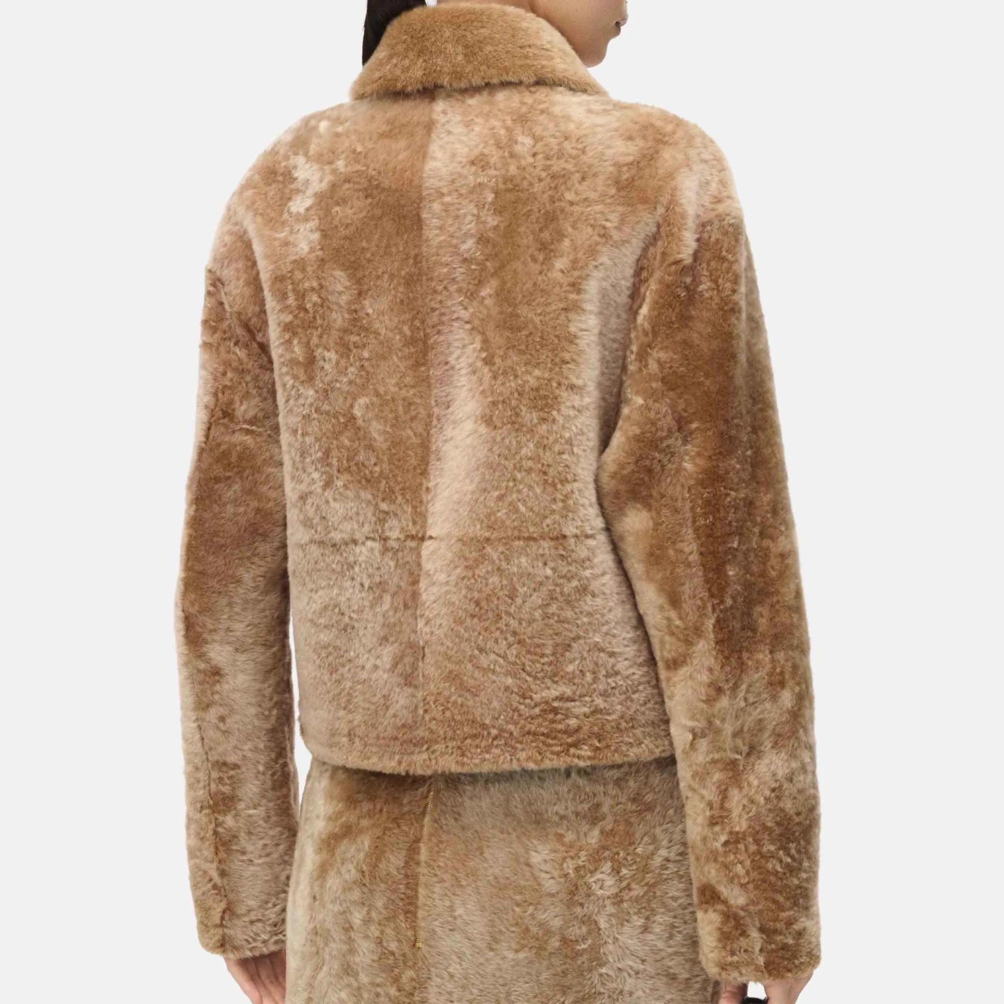 Chanel Jacket in Shearling Lambskin, Beige, Back
