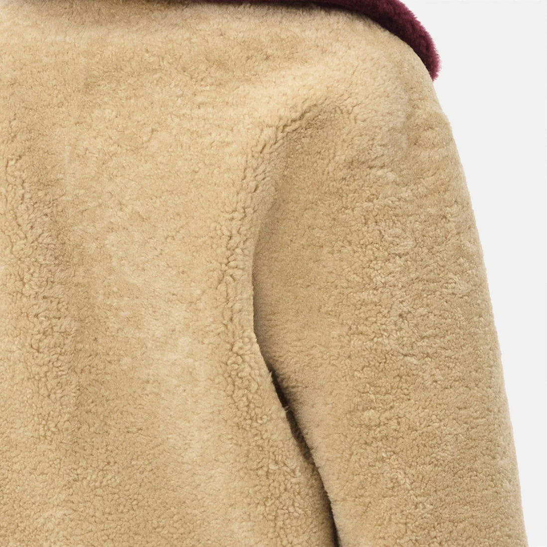 Chanel Jacket Shearling Lambskin in Beige, Coco Neige 2026, close up detail
