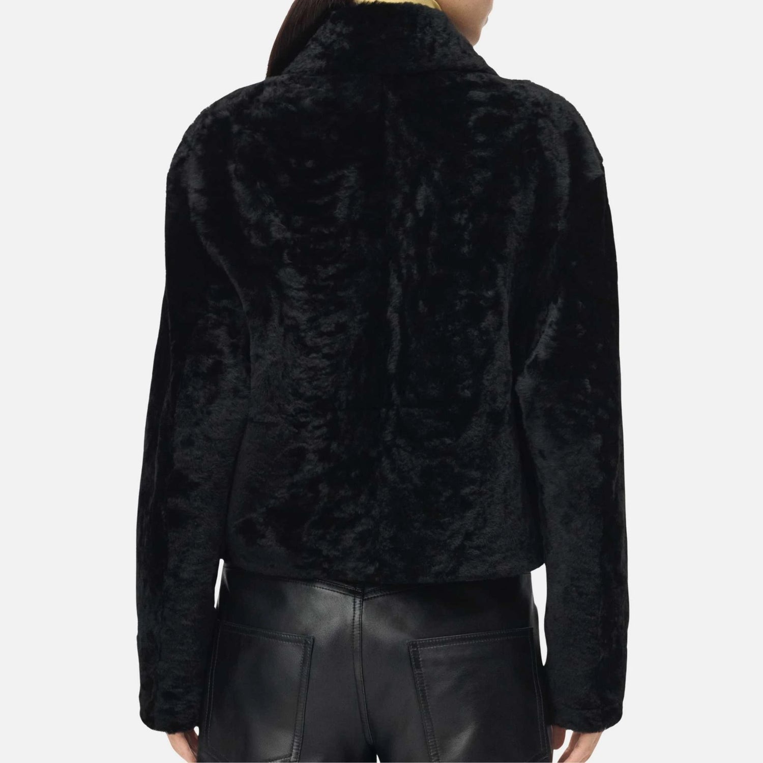 Chanel Jacket in Shearling Lambskin, Black, Back