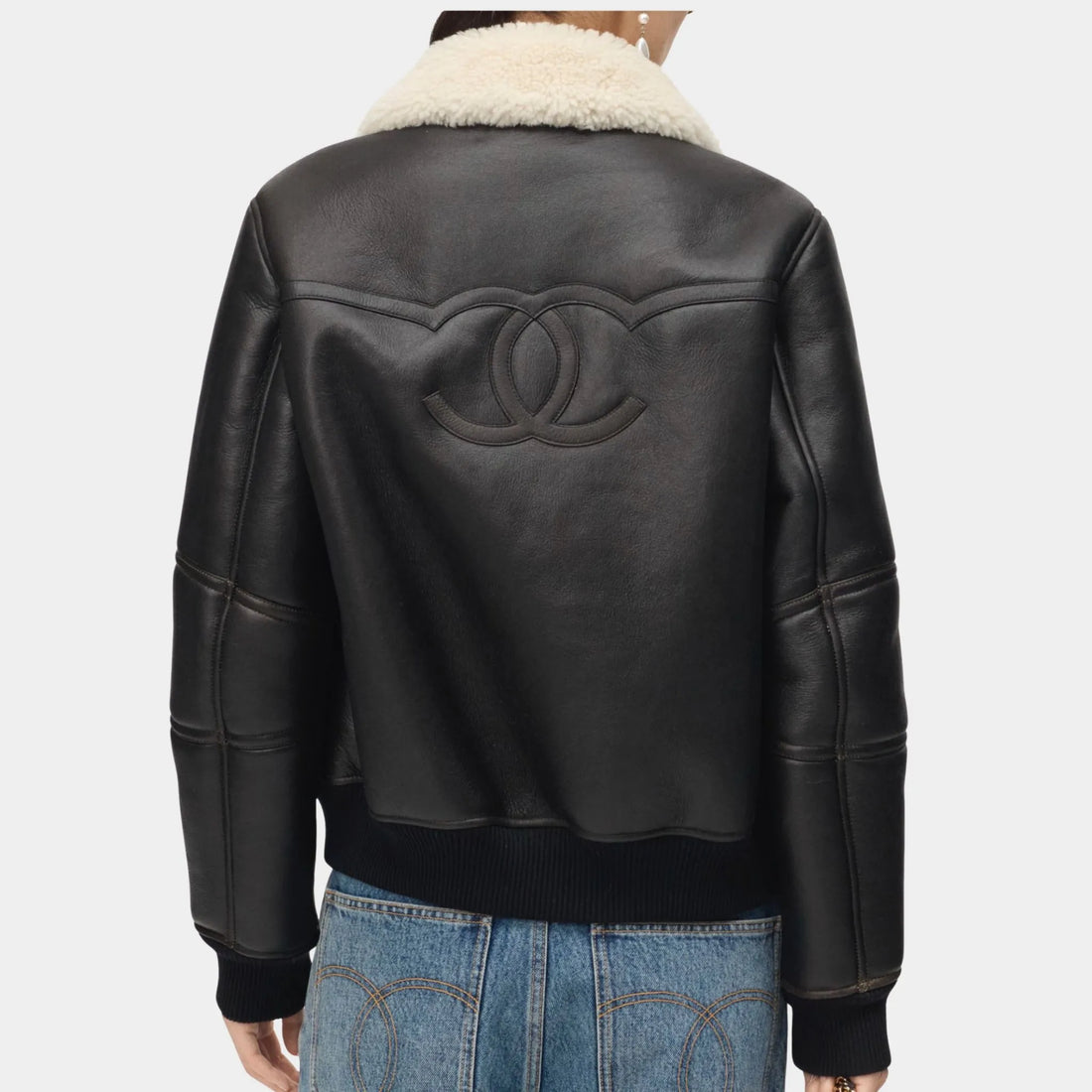 Chanel Jacket Shearling Lambskin Black & White, Back