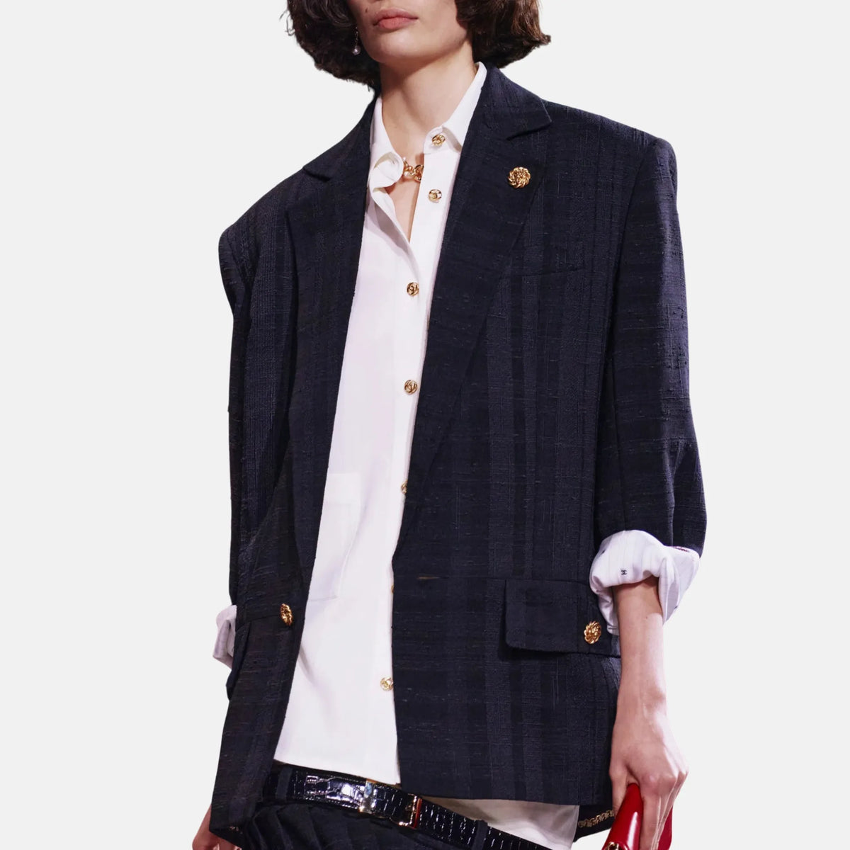 Jacket Silk Cotton Mixed Fibres in Black