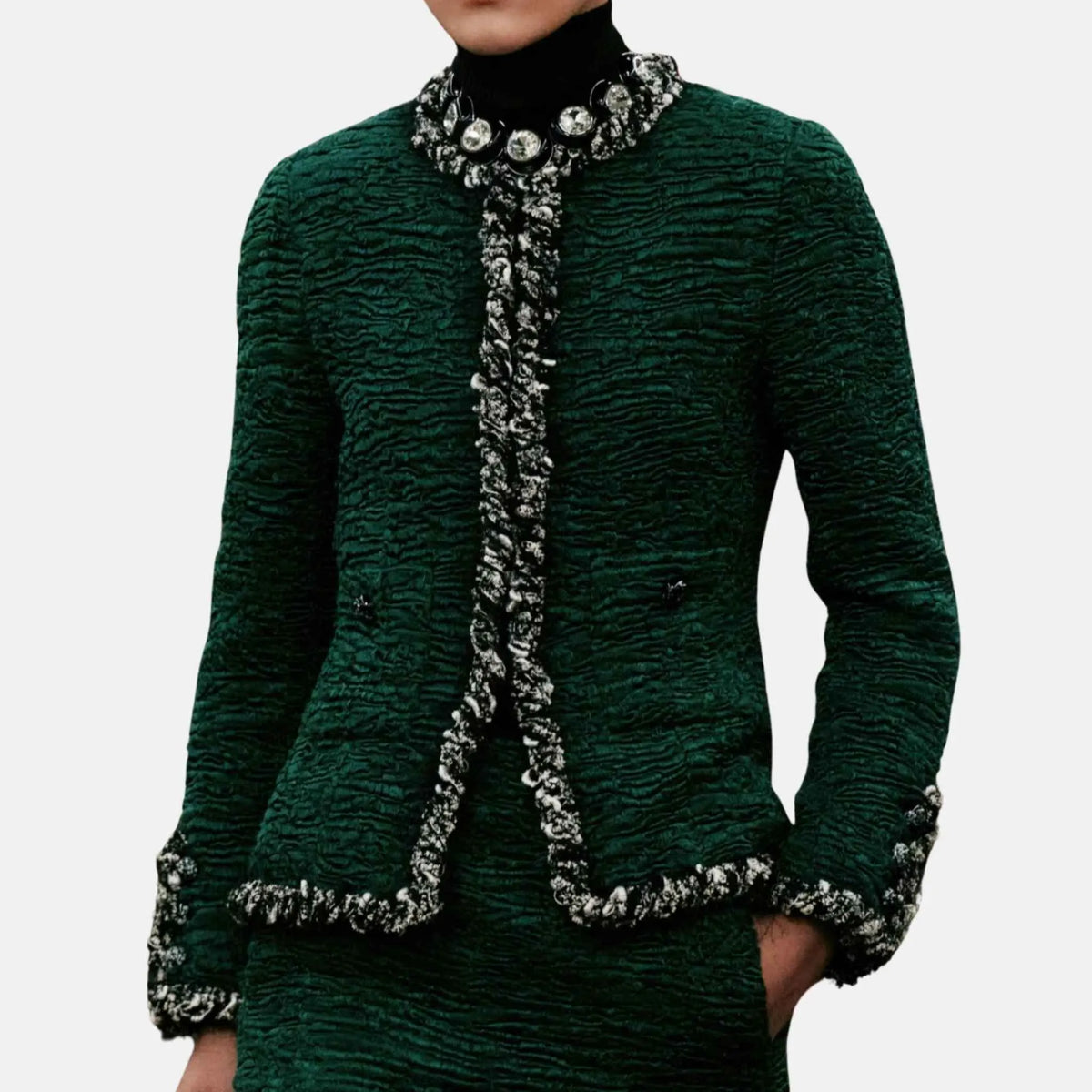 Jacket Silk Green White and Black