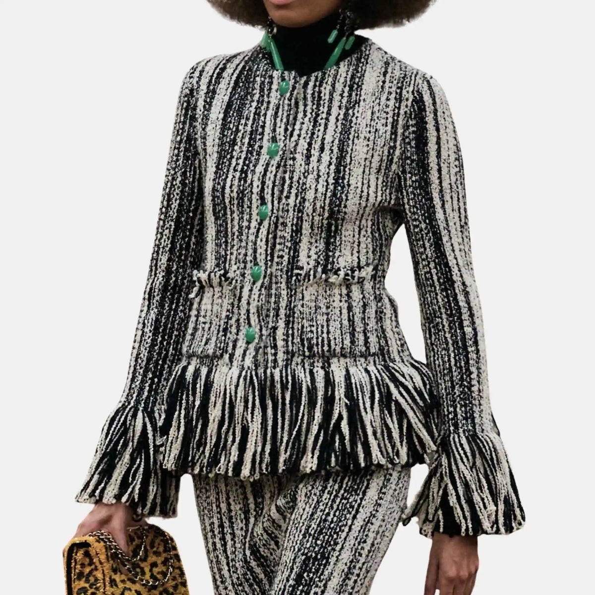 Jacket Silk in White and Black