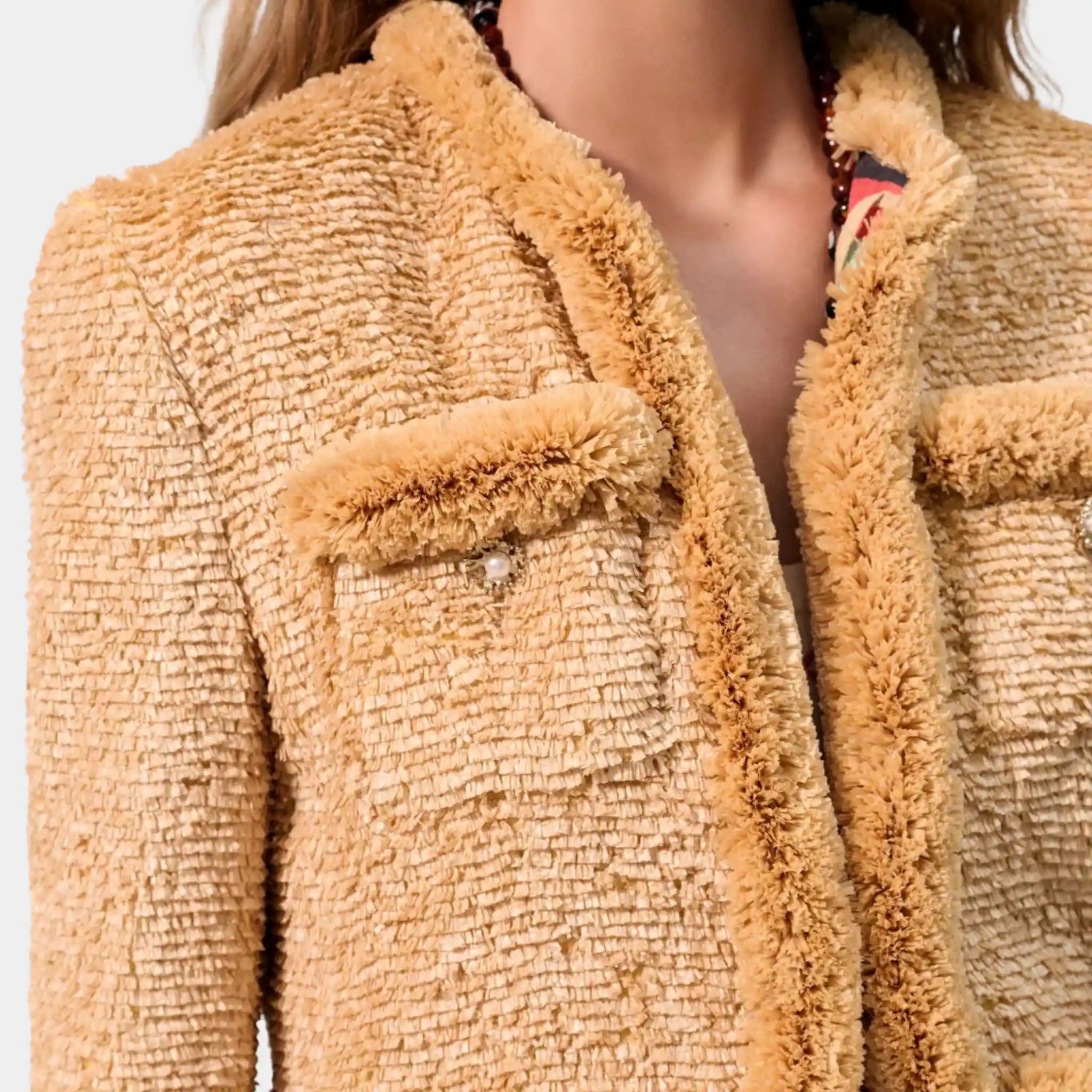 Chanel Jacket Silk &amp; Mixed Fibers Brown