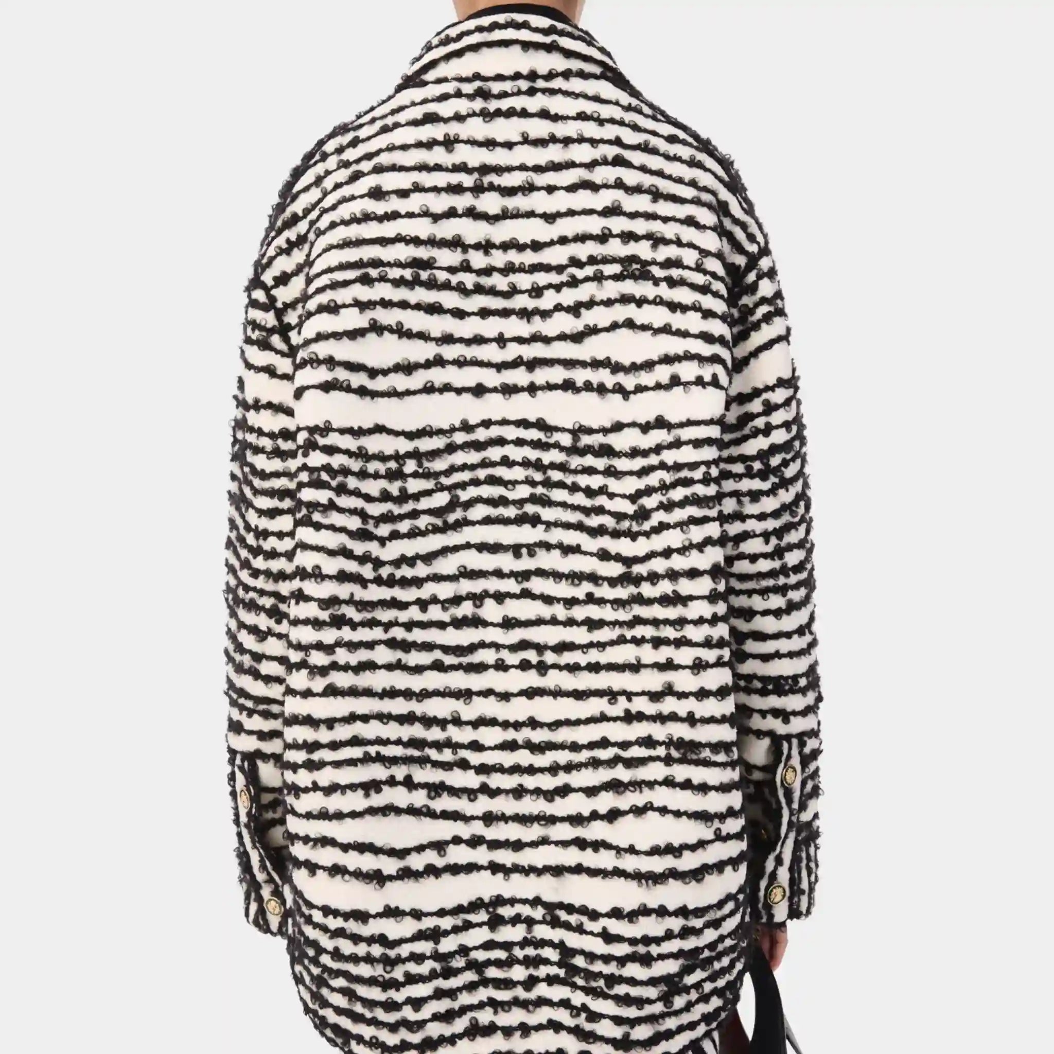 Chanel Jacket Silk &amp; Mohair in White &amp; Black, Back