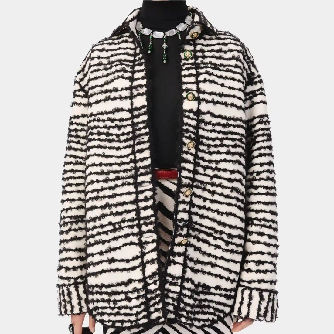 Chanel Jacket Silk & Mohair in White & Black, Front
