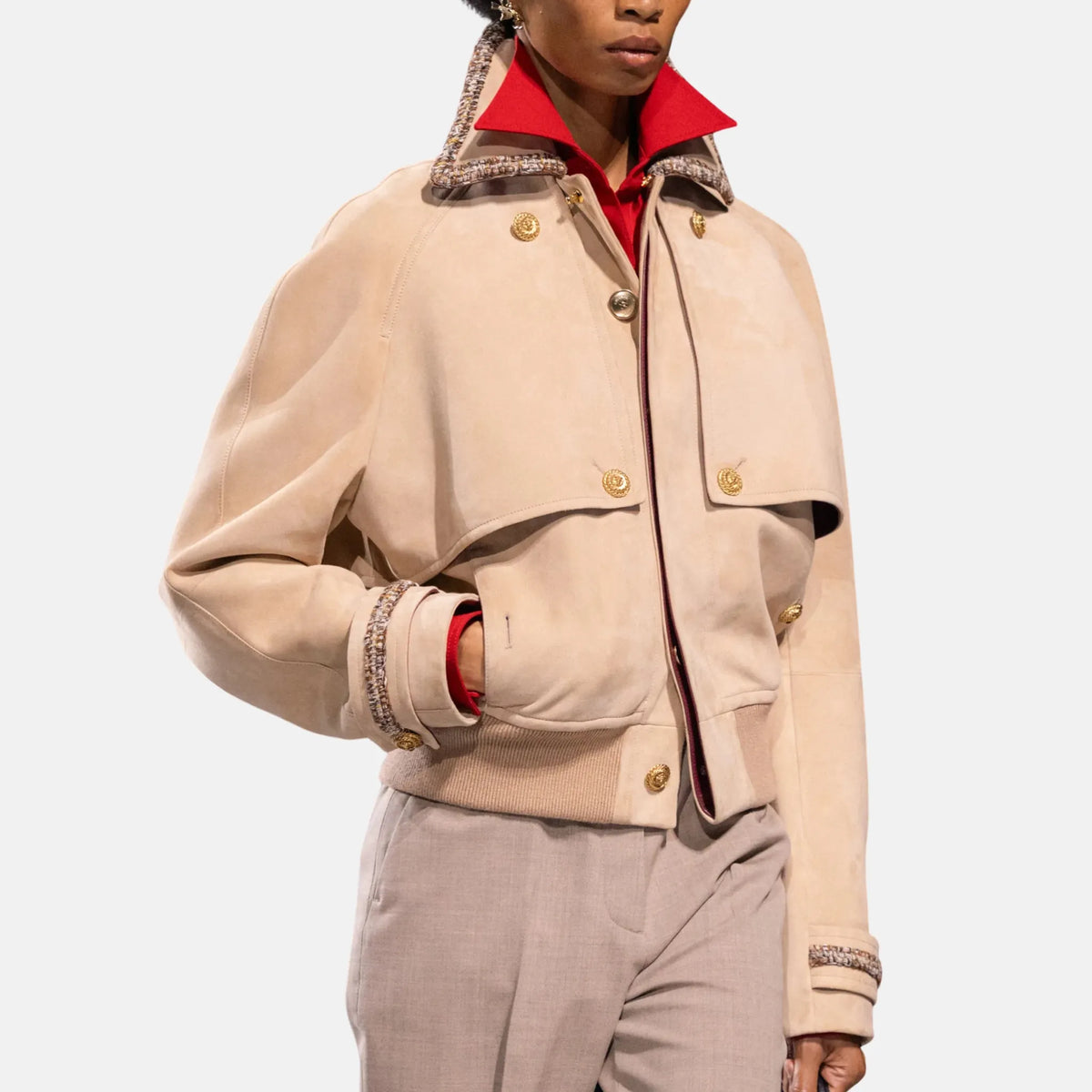 Jacket Suede Lambskin in Wheat Beige