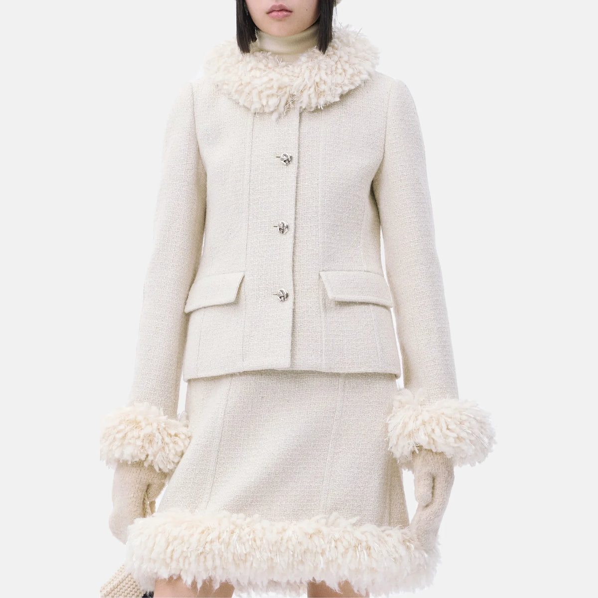 Jacket Tweed in Ecru and Silver