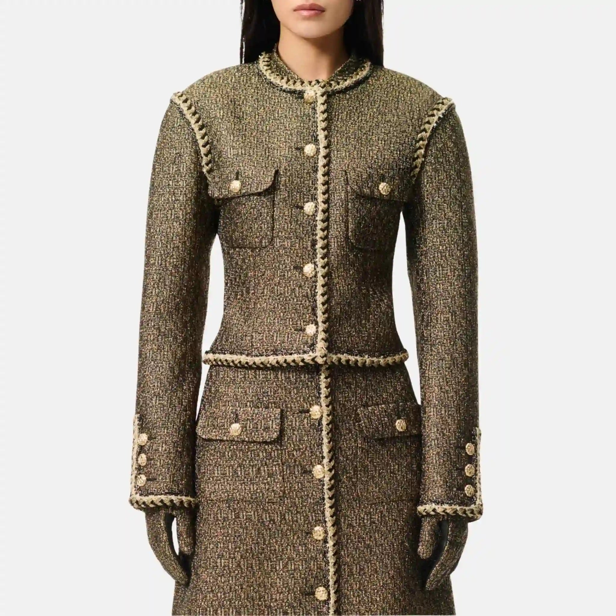 Chanel Jacket Tweed Gold And Black