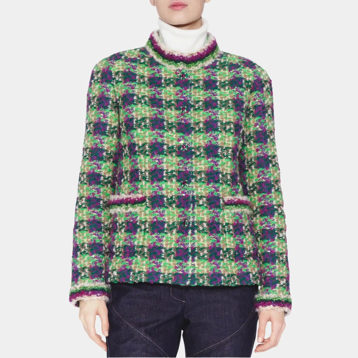 Jacket Tweed in Green Purple and Ecru