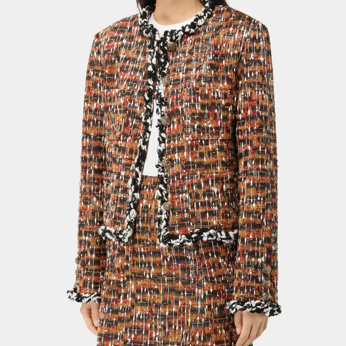 Chanel Jacket Tweed in Black & Multicolour, Front