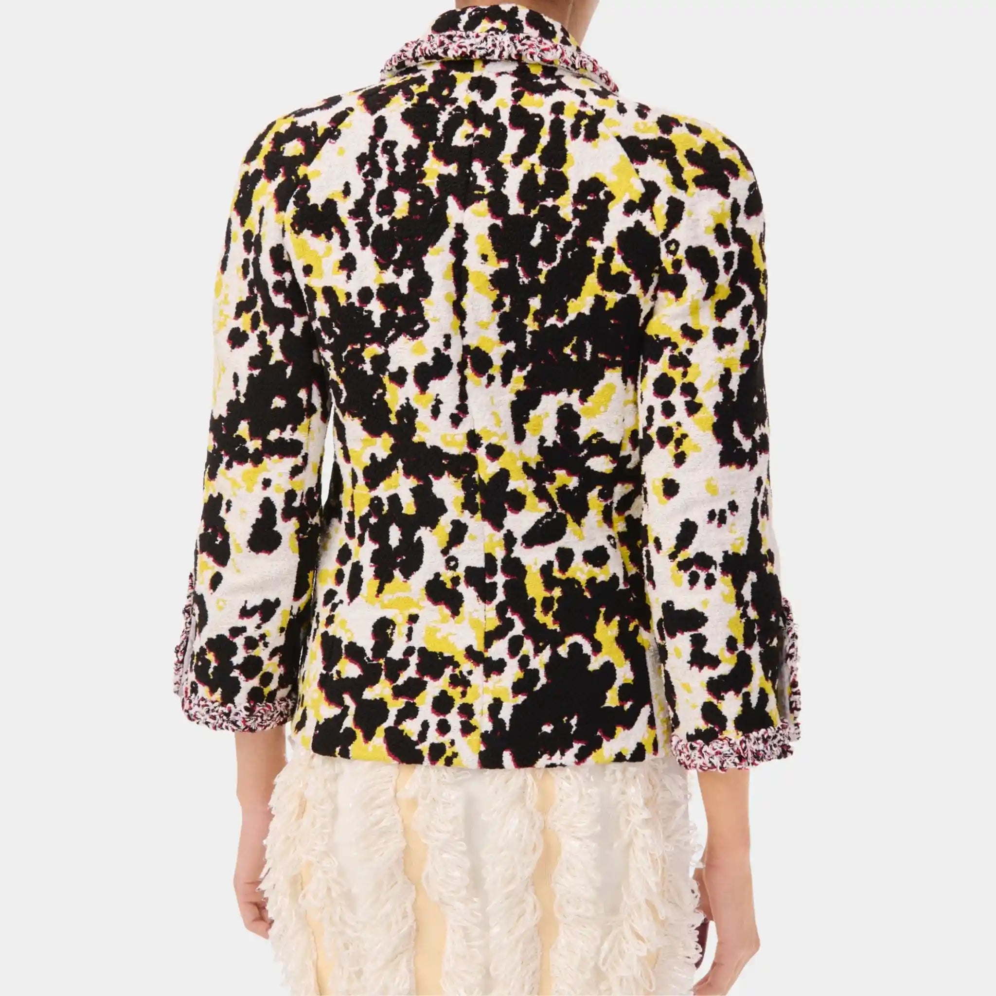 Chanel Jacket Tweed in Black Yellow &amp; White, Back