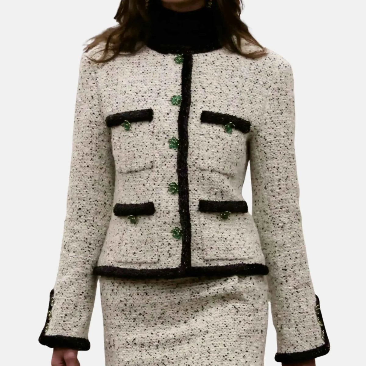 Jacket Tweed in White and Black
