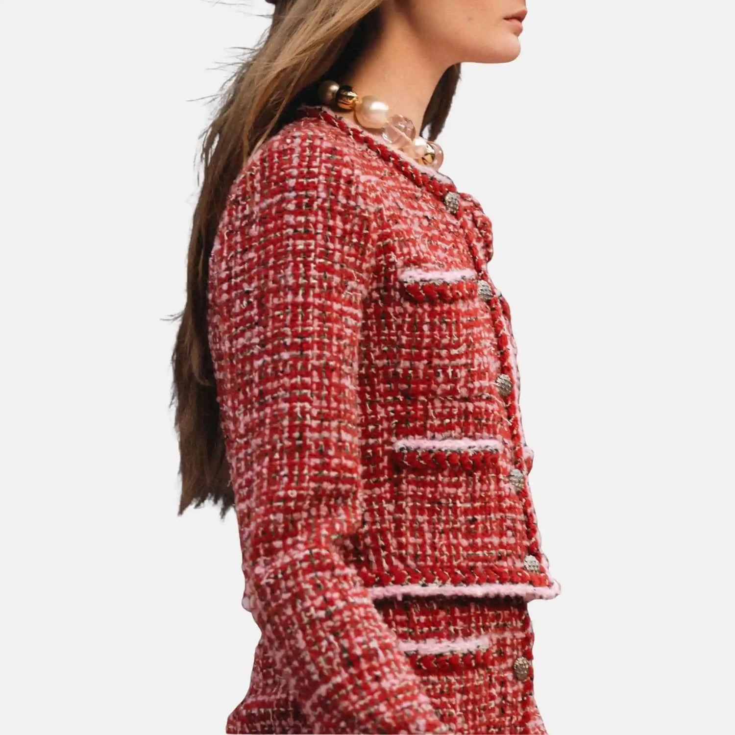 Chanel Jacket Tweed Red, Side