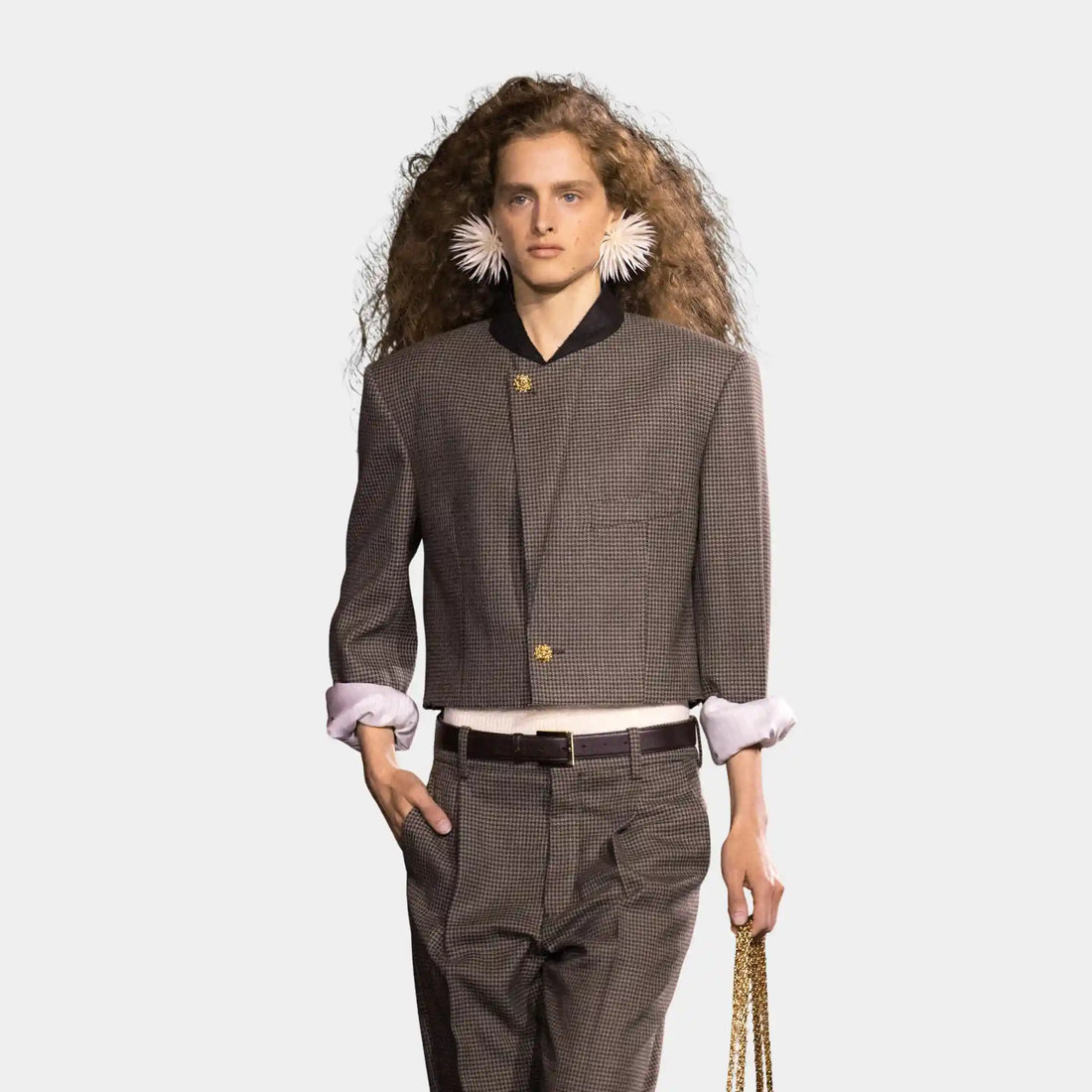 Chanel Jacket in Wool Cloth Brown &amp; Ecru, Front