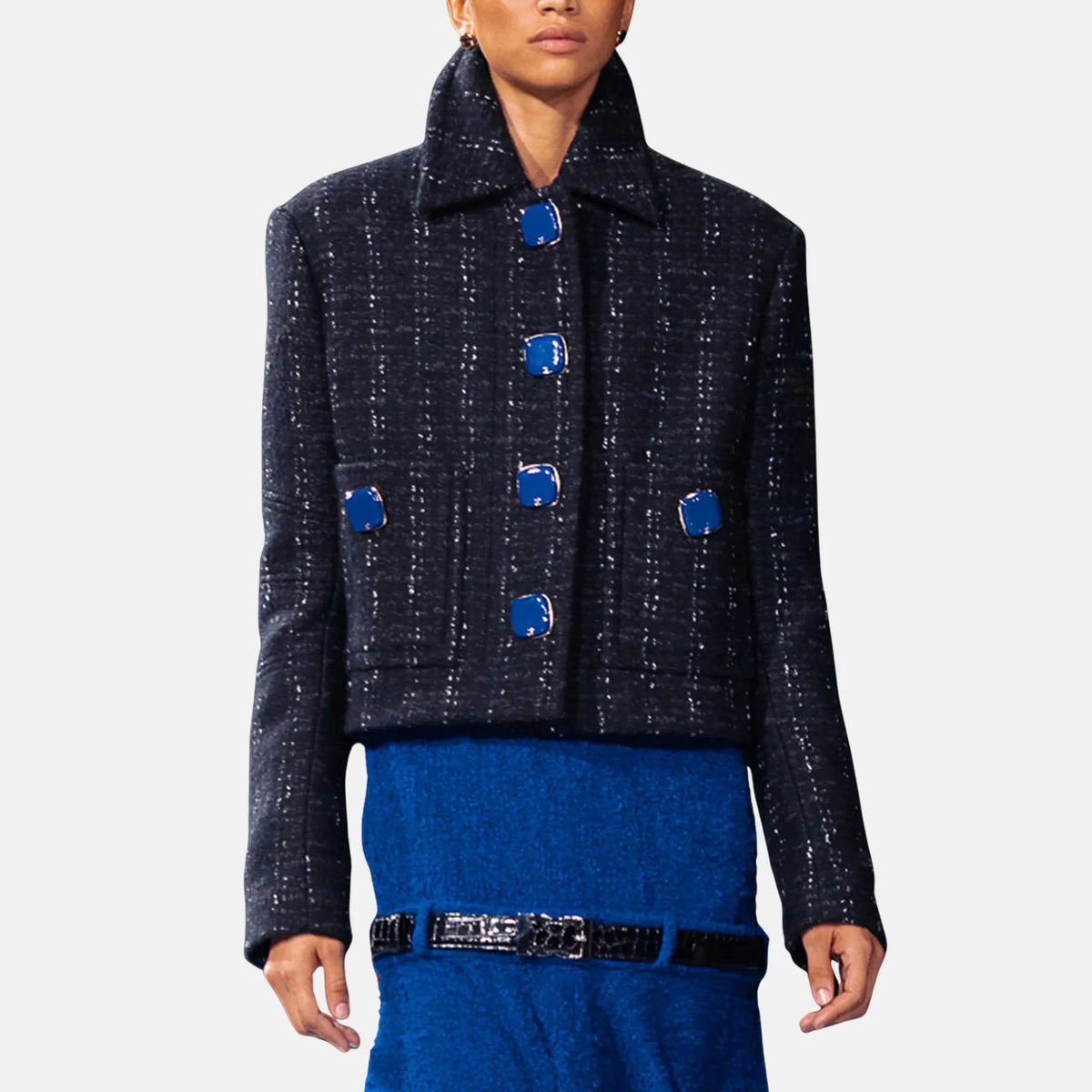 Chanel Jacket Wool Cotton Mixed Fibres in Black and Charcoal