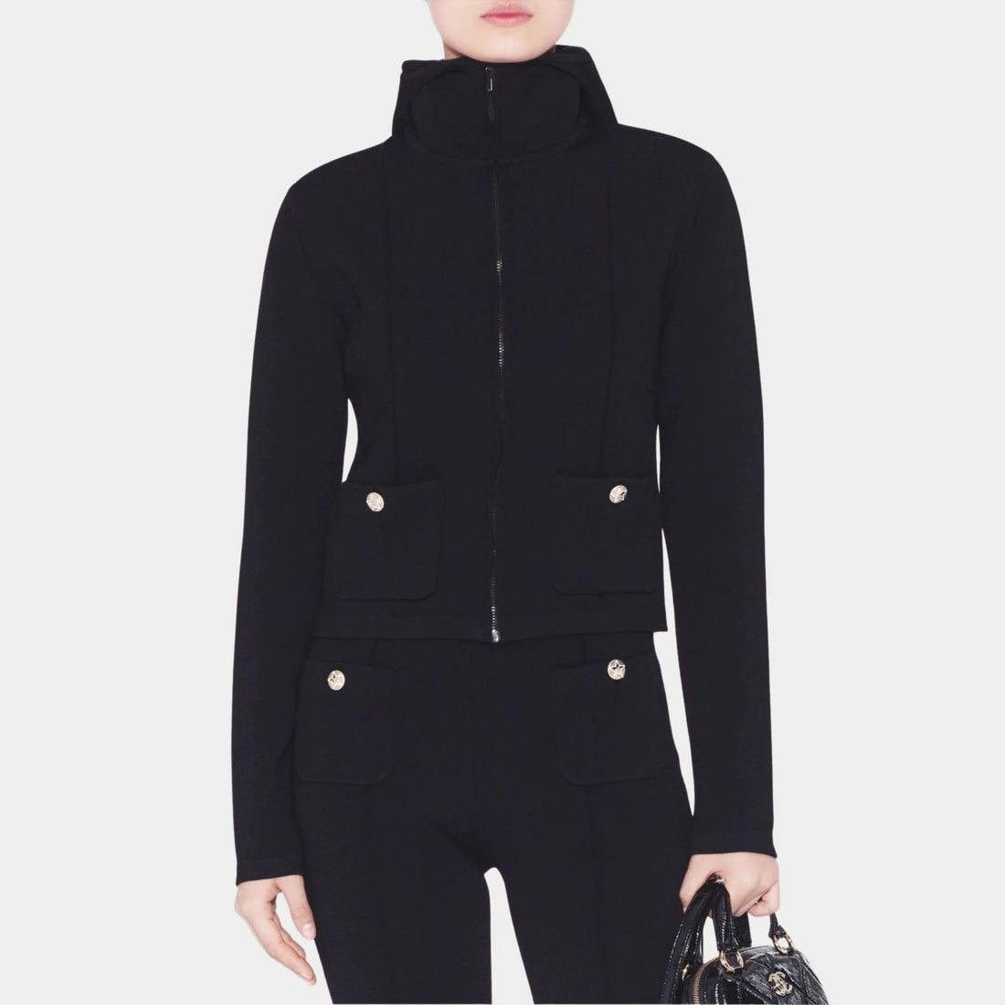 Chanel Jacket Wool &amp; Mixed Fibres  Black, Front