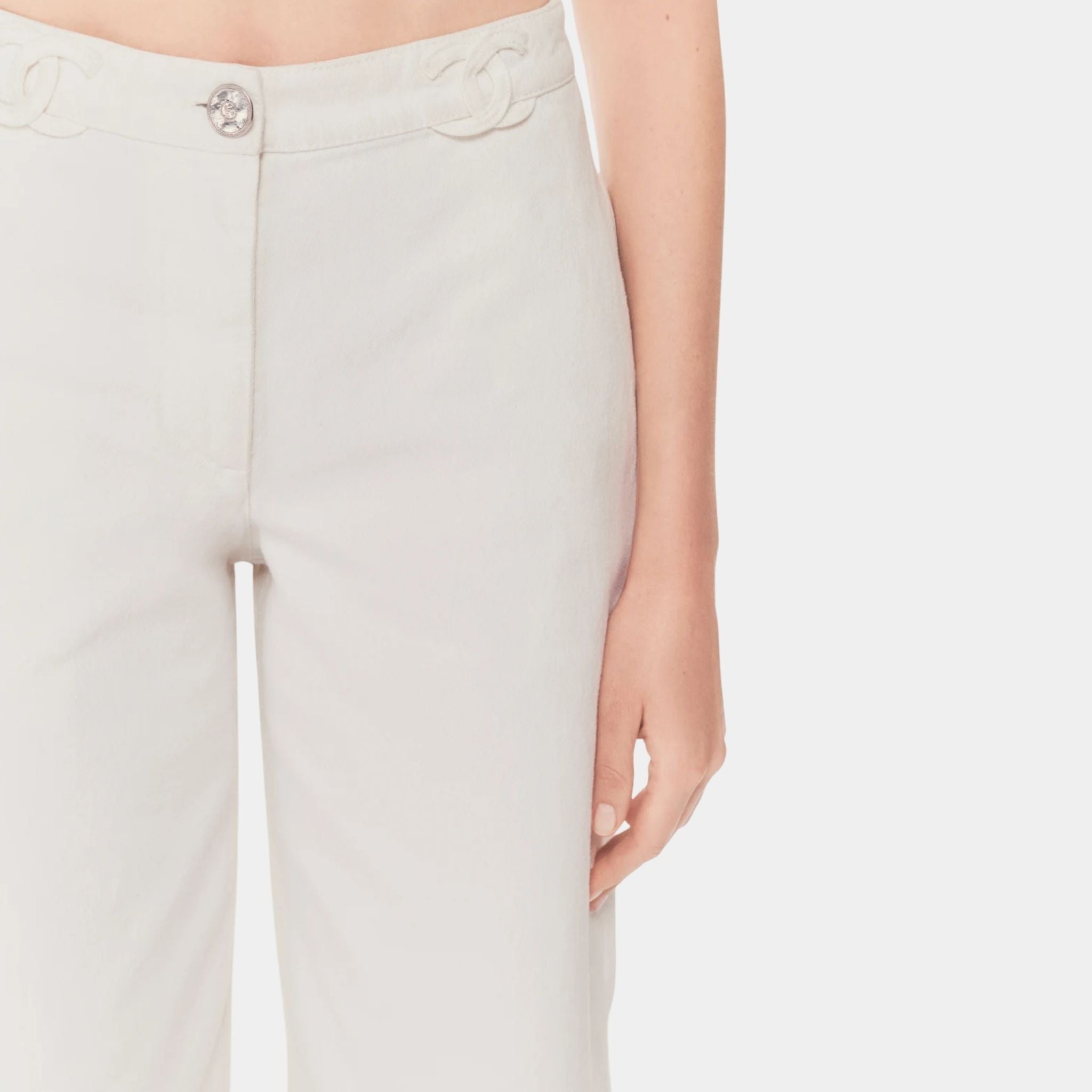 Chanel Jeans Washed Out Denim White, CloseView