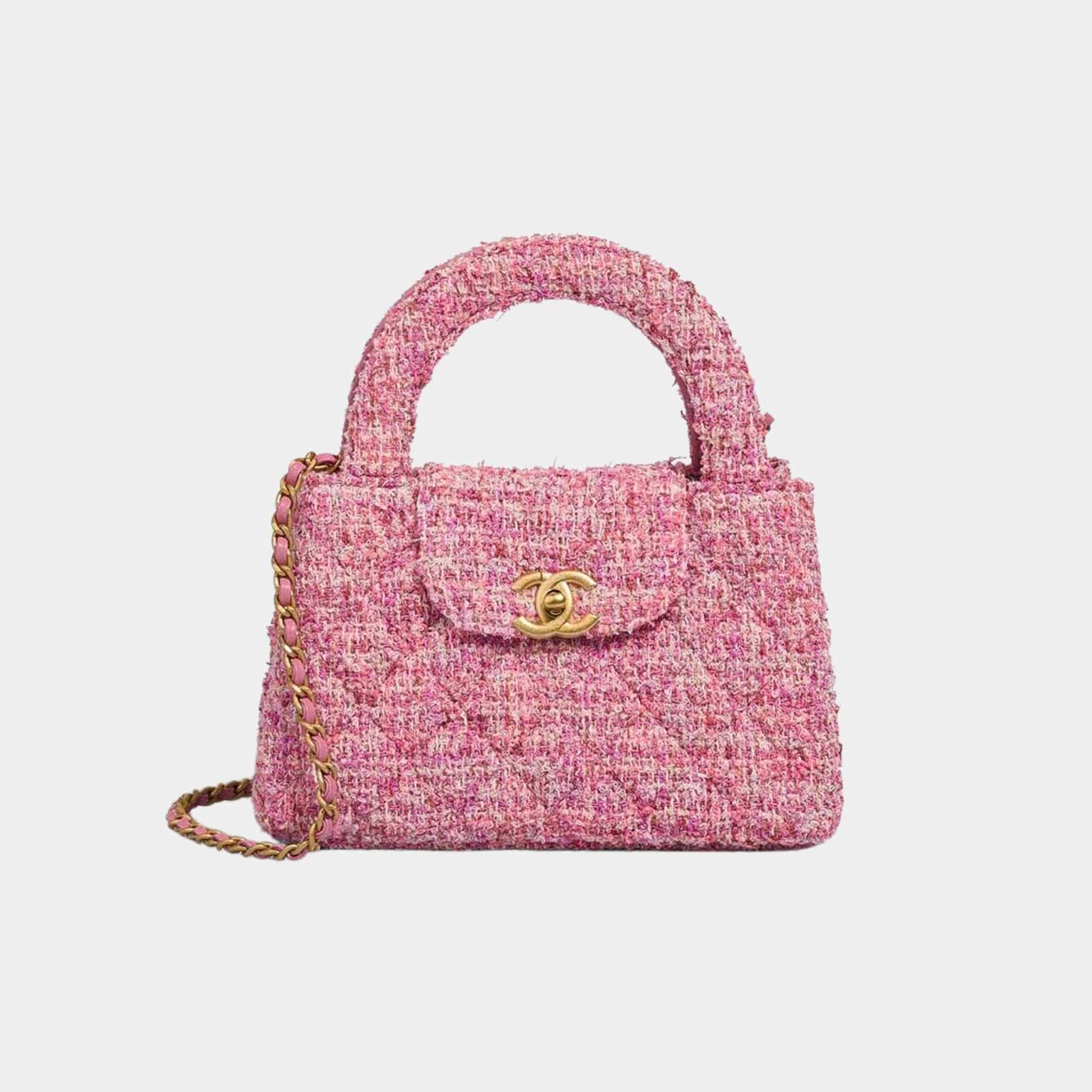 Chanel Kelly Medium Tweed Pink, Front