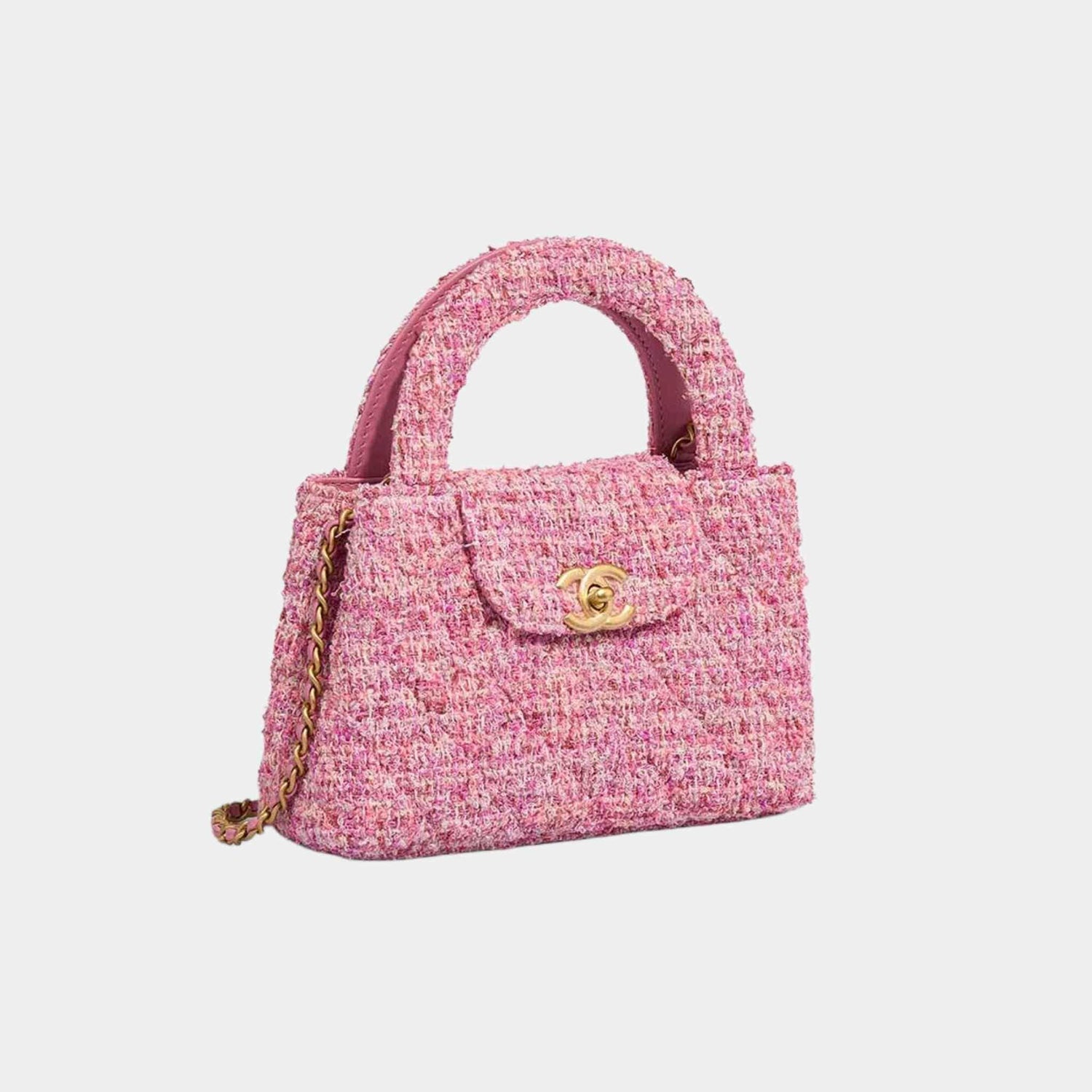 Chanel Kelly Medium Tweed Pink, Side