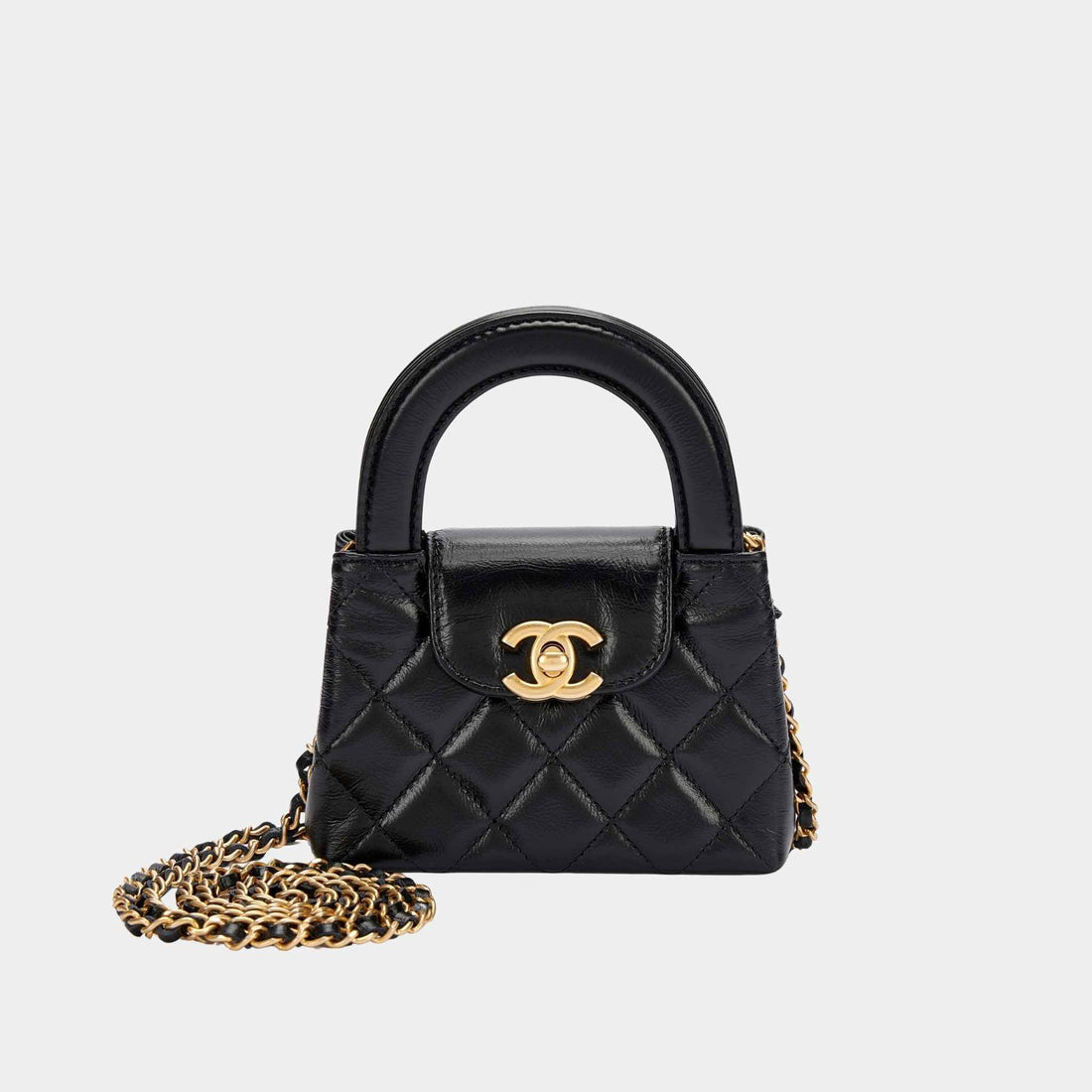 Chanel Kelly Micro Aged Calf Black, Front