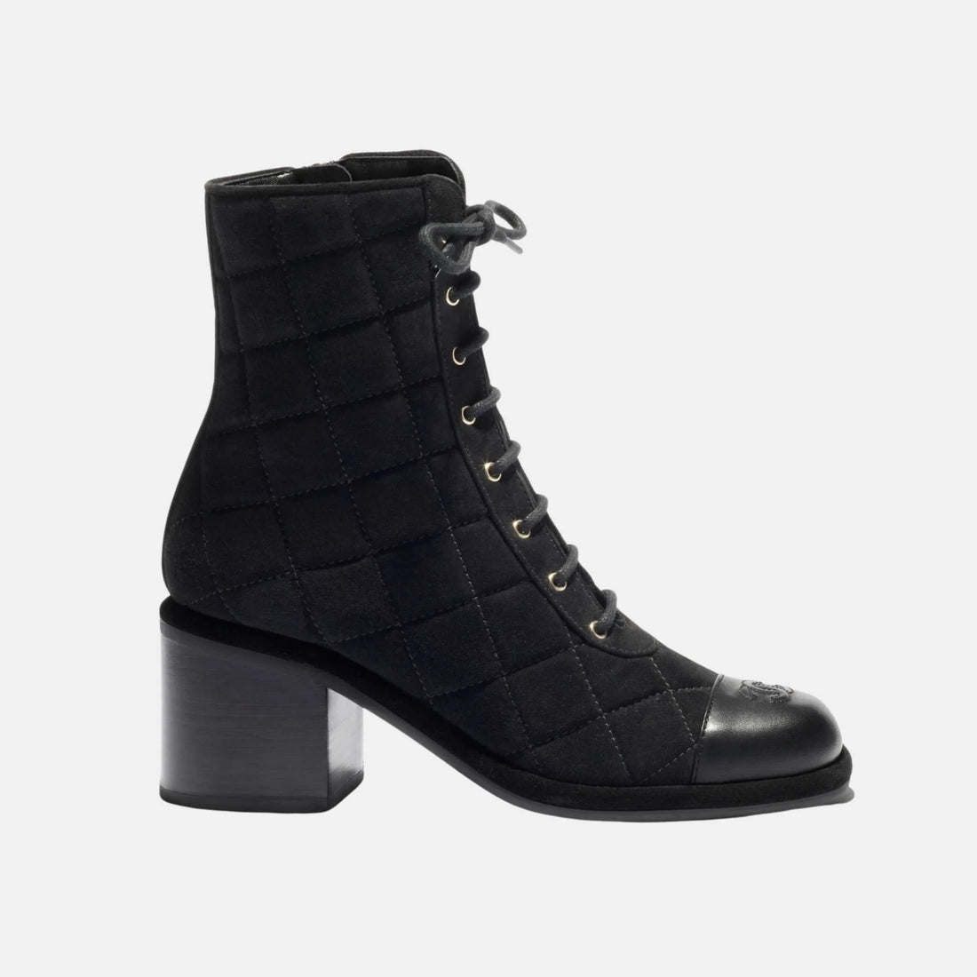 Chanel Lace Up Shoes in Velvet Calfskin and Calfskin