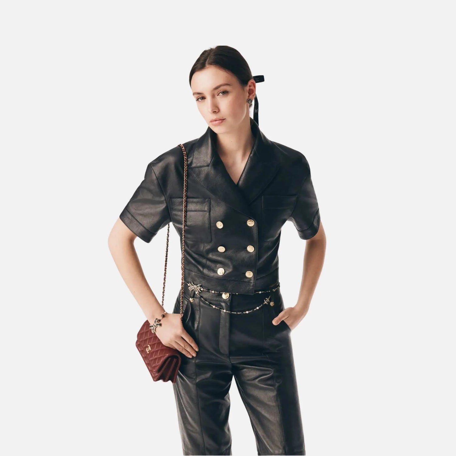 Chanel Lambskin Jacket in Black, Front