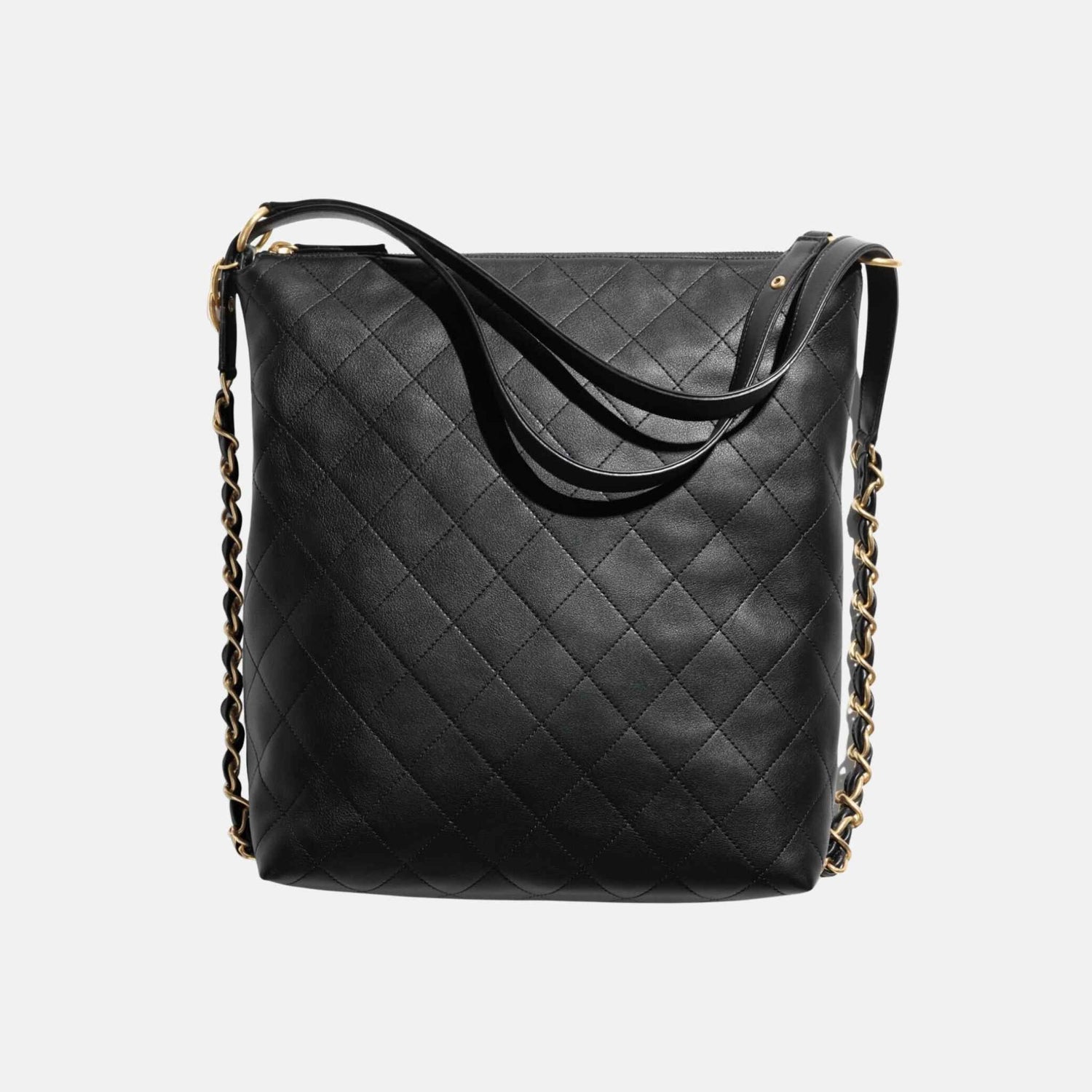 Chanel Large Black Backpack In Calfskin And Gold Tone Metal, Back